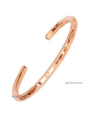 Pure Copper Cuff Bracelet Hammered Adjustable Unisex Bangle Kada